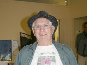 Saugeen Shores resident Reg Soucie proudly shows off his T-shirt which he had made for his wife on their 50th wedding anniversary.