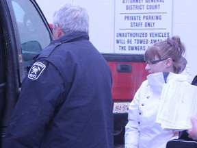 Aleisha Block, 25, of Kirkland Lake, appeared in Ontario Superior Court in Timmins Friday to once again win her freedom through bail. She remains in custody, at least until Wendesday, when the court will issue a decision. Timmins Times LOCAL NEWS photo by Len Gillis.