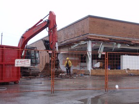The former Zellers's Auto Centre at Thames Lea Mall on Grand Avenue West in Chatham is being demolished to provide better visibility at Grand Avenue and Keil Drive of the new Target department store that is scheduled to open in June or July in the former Zeller location.Three other new stores are locating in the mall including Sport Chek, Pet Valu and Carter's Oshkosh. Kooman Brothers Demolition of Chatham is in charge of razing the 46-year-old former auto centre that has also been used as a Greyhound bus terminal, a variety store and a travel agency.