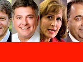 Liberal leadership candidates: (From left) Eric Hoskins, Gerard Kennedy, Charles Sousa, Sandra Pupatello, Harinder Takhar and Kathleen Wynne.
