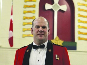 Lt.-Col. James McKay stands in Kingston’s armouries ahead of the Princess of Wales’ Own Regiment mess dinner Saturday. The regiment is celebrating its 150th anniversary on Jan. 16. (Danielle VandenBrink The Whig-Standard)