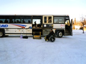 The Greyhound came right to Elaine Gosselin's home in Kenora on Christmas Eve after her request for a wheelchair-accessible bus on Dec. 23 was incorrectly entered in the computer.