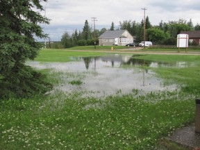 Pools of water left at 5260 52 Street in Mayerthorpe following a July 23 downpour show why the weather in the summer led to Lac Ste. Anne County declaring a disaster.