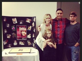 From left, Claudia Sweeney, her mom Kim Wilson, Jean-Paul St. Onge and Claudia's dad, Jason Sweeney, at Claudia's Crusade Friday night at the Caruso Club. The event raised more than $10,000 to help with Claudia's medical bills. (Supplied photo)