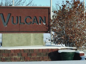 They're covered in snow now, but Communities in Bloom volunteers plan to make Vulcan's two entrance signs "spectacular" for the town's centennial this year. Stephen Tipper Vulcan Advocate