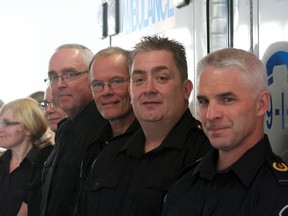 Six regional paramedics received Emergency Medical Services Exemplary Service Medals at the grand opening of Kenora’s new ambulance base on Tuesday.
JON THOMPSON/Daily Miner and News