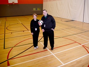 Kit McCandie, supervisor of group fitness, and Brad Warner, coordinator, child, youth and family, are seen here in the gym of the YMCA in Quinte West Thursday afternoon. 
EMILY MOUNTNEY/TRENTONIAN/QMI AGENCY