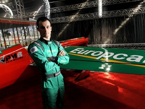 Pete McLeod of Red Lake poses in his hangar during Round 6 of the Red Bull Air Race World Championship at the Europspeedway, Lausitz on August 5, 2010 in Germany.
