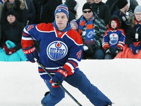 Taylor Hall plays on an outdoor rink in Edmonton on Sunday. (Perry Nelson/QMI Agency)