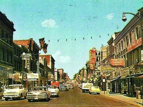 One of Vintage Kingston’s more popular shots is the image of an old postcard from 1960 looking up Princess St. from Wellington St.