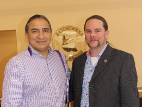 Chief Dean Sayers, Batchewana First Nation and Geoff Carnagie,
BluEarth Renewables Inc. from Press Conference January 17, 2013