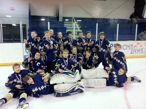 The GP Petroleum Atom AA Knights tuned up their game for the Lloyd Head Tournament this weekend in impressive fashion: By winning gold at the Battlefords Atom AA tournament last weekend.  The Knights won three straight games on Sunday to take holme the gold medals, including an 8-5 victory in the championship match against the Battlefords Barons,. Picture: Front (from left) – Levi Evans, Garin Bjorklund, Tyler Burwash; middle (neeling, from left)) – Jace Isley, Austyn Hansen, Tyson Gagnon, Connor Fenton, Ethan Schmidt, Ethan Sauder; back (standing, from left) -  Austin Walsh, Caile Menard,  Kyler Manuel, Jayden Watson, Benjamin Schmidt, Ty Toews, Ethan Edwards, Mason Smith. (Submitted)