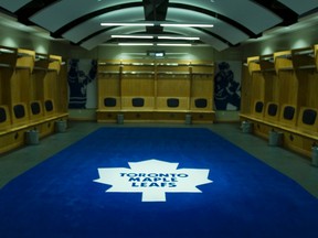 The renovated dressing room of the 2013 Toronto Maple Leafs. (ERNEST DOROSZUK/Toronto Sun)