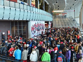 Hundreds of excited Ottawa Senators fans came out to the Scotiabank place in Ottawa on Saturday, Jan. 19, 2013, to watch the Senators first game of the season in Winnipeg against the Winnipeg Jets on the big screen. (Matthew Usherwood/ Ottawa Sun)