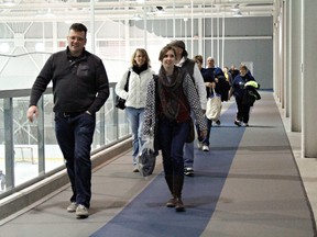 Participants take to the track at the Wayne Gretzky Sports Centre during the Alzheimer Society of Brant's 2013 Walk for Memories fundraiser.
KARA WILSON, for The Expositor
