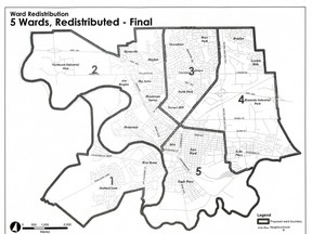 Source: City of Brantford

If ratified by city council, a revised five-ward boundary system will be in place for the 2014 municipal election.