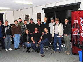 The newly elected exective of Whitecourt COPA flight  from front left to right: Sonja Vangilist, navigator (secretary-treasurer) , John Burrows, captain (president) and Jonas Boll, co-Captain (vice-president) pose for a picture to commemorate the group’s first ever meeting. 
Barry Kerton | Whitecourt Star