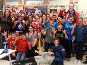 Larry Green visited his sister Amanda Merriman's Grade 7 class at Ecole Coloniale Estates School on Friday, Jan. 11, to talk to the kids about pursuing their dreams. Green will be competing in the 2013 SO World Winter Games in PyeongChang, South  Korea from Jan. 29 to Feb 5, 2013.