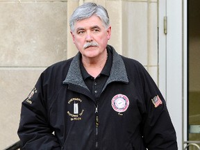 Ian Thomson leaves the courthouse in Welland, Ont., last January. Thomson, who used a firearm to scare off attackers trying to firebomb his home, was charged with careless storage of his weapons, and was finally acquitted earlier this months after two years of fighting the case in court.