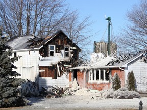 The home at 2662 Petrolia Line in St. Clair Township was destroyed after an early morning fire, Tuesday. A passing motorist was able to notify residents who escaped safely. TARA JEFFREY/THE OBSERVER/QMI AGENCY