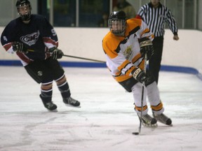 Jamie Rapson of the Fairview Knight's of Columbus Midgets during a game against Manning at the Fairplex arena on Sunday, Jan. 20, 2013. Fairview won the game 9 - 4. (Simon Arseneau/Fairview Post)