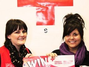 The Timmins branch of the Red Cross is participating in the annual Northern Raffle, a fundraising event that accounts for a large majority of the non-profit’s campaigning through the year. Tickets are available at the Canadian Red Cross, by phone or through one of the events the Timmins branch will be attending in the coming weeks. KayLee Morissette, left, and Jennifer Michaud are among the representatives from the Timmins branch of the Canadian Red Cross.