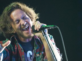Pearl Jam lead singer Eddie Vedder performs during the band's show at Rexall Place in Edmonton. POSTMEDIA NETWORK/FILE PHOTO
