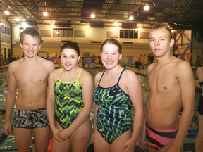 From left: Zander Glatz, Andrea Gibson, Danica MacDonald and Daniel Paquette swam more than 120 km during a 15-day camp in La Jolla, CA from Dec. 20 to Jan. 4.