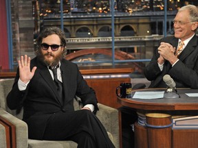 Joaquin Phoenix with David Letterman (Photo courtesy of CBS)