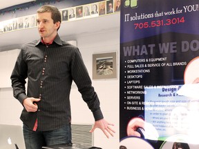 Local business owner Jason Perratt made a presentation to area business owners on Tuesday as part of the Timmins Chamber of Commerce’s Lunch and Learn event. Perratt taught those in attendance a wealth of tips and tricks to make their trade show displays stand head and shoulders above the competition.