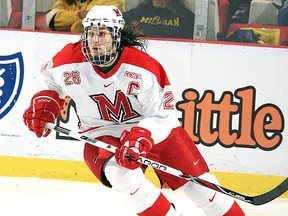 Former Miami RedHawks forward Ryan Jones of Chatham is on the CCHA All-Decade Team for 2000-13. (CCHA Photo)
