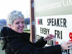Free Speaker Series

Lorraine Creighton, services coordinator with Southern Frontenac Community Services Corporation, readies the sign outside the Grace Centre, in Sydenham, announcing the five-week free speaker series focusing on health related topics.       Rob Mooy - Kingston This Week / Frontenac This Week