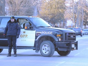 Traffic on Main Street in Port Dover was re-routed in the area of Greenock Street and McNab Street Thursday afternoon due to a standoff with police. (MONTE SONNENBERG Simcoe Reformer)