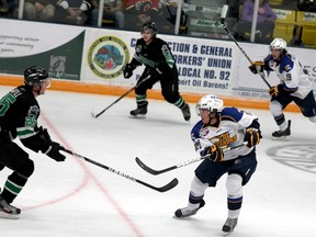 Trevor Howlett/Today file photo
Fort McMurray Oil Barons had their best offensive road performance of the season Thursday night as they beat the Drayton Valley Thunder 7-3.