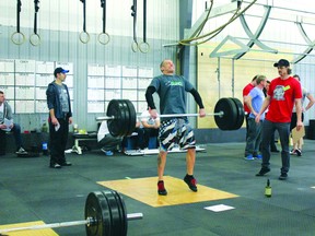 Dave Emery of CrossFit Core Kenora competes in the Olympic cleans weightlifting workout at the FrostFit Games in Winnipeg on Feb. 19, 2013.
HANDOUT PHOTO/BRANDY ROY LINDSAY/SHOP GYM INC.