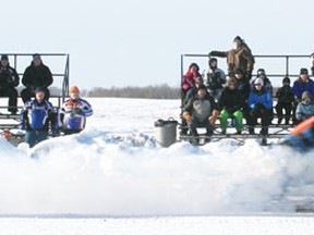 Racers speed off down the track at the Wetaskiwin Snow Drags held at Reynold-Alberta Museum Jan. 20.