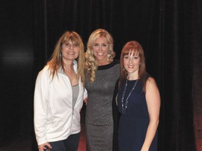 Before meeting Oprah on Monday at Rexall Place, local resident and musician Kym Simon (right) also met Carole Anne Devaney from Global News (centre), and Charlee Morgan from Up 99.3 FM.