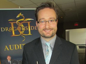 Brian Maxfield of Camlachie pitched his patented illuminated beer taps to the producers of Dragons' Den Friday. The producers said some of the Sarnia pitches may be show-worthy this year. (CATHY DOBSON, The Observer)