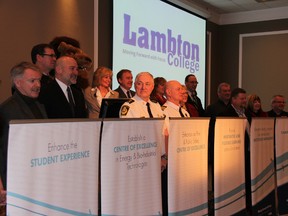 Local officials and industry leaders helped unveil Lambton College's 2013-2018 strategic plan Friday. College officials revealed they plan to build a new health and sciences centre, along with a new student and athletic centre, within the next few years. BARBARA SIMPSON / THE OBSERVER / QMI AGENCY