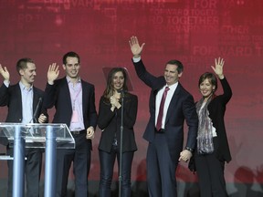Dalton McGuinty, wife Terri and their children at the Liberal leadership convention at Maple Leaf Gardens, Friday, Jan. 25, 2013. (STAN BEHAL/Toronto Sun)