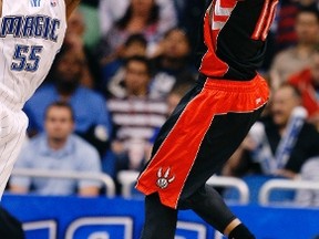 Raptors guard DeMar DeRozan (right) shoots over Magic guard E’Twaun Moore for the game-winning basket on Wednesday. Expect DeRozan to start going to the hoop more consistently. (Reuters)