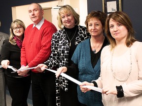 Bayshore Home Healthcare is now situated to offer an even wider range of services to its clientele in Timmins. The local business celebrated its grand opening on Tuesday formally opening the facility to the public. From left, Val Calhoun-Stocks, Shannon Brinson, Timmins Mayor Tom Laughren, Kim Brooks, Amelia Schaffner and Crystal McKenzie.