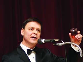 KEVIN RUSHWORTH. On Jan. 25, a large crowd gathered at the Cowley Community Hall for the annual Robbie Burns Night. The event, hailed as a celebration of Scotland’s bard
himself, is a way to meet new friends and see familiar faces. Pictured above, Tom Gillespie performs a toast to the Immortal Memory of Robbie Burns.