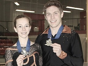 Local figure skaters Judith Murtha-Anderson and Trennt Michaud won silver medals in novice pairs at the recent Nationals in Mississauga. (Bruce Bell/The Intelligencer.)