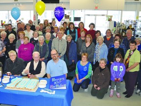 Peter Hamm, now 100 years young, celebrated his birthday at the Portage MCC Thrift Store on Monday afternoon. (CLARISE KLASSEN/QMI AGENCY/PORTAGE DAILY GRAPHIC)