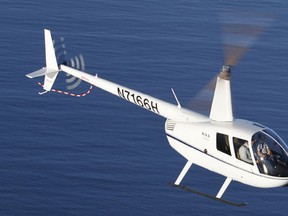 A Robinson R-44 helicopter as seen on the manufacturers website. (http://www.robinsonheli.com/rhc_r44_raven_series.html)