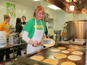Rachelle Heavin was among the volunteers working at the panake breakfast fundraiser held at the MUCC Cafetria on Saturday, January 26.