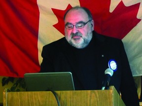 Superintendent Hazen Barrett pictured at the Portage Rotary Club's Tuesday meeting where he discussed what is new with the Portage la Prairie School Division. (ROBIN DUDGEON/PORTAGE DAILY GRAPHIC/QMI AGENCY)