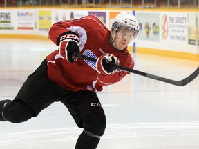 Attack player Jarrod Maidens is back on the ice but in a limited capacity. He has been out of hockey for more than a year after suffering a concussion.