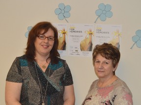 Wende Diemer - community outreach co-ordinator in the region and Carolyn Ross - first link co-ordinator, both with the Alzheimer Society of Sault Ste. Marie and Algoma work to help those with dementia and their families.
Photo by KEVIN McSHEFFREY/THE STANDARD/QMI AGENCY